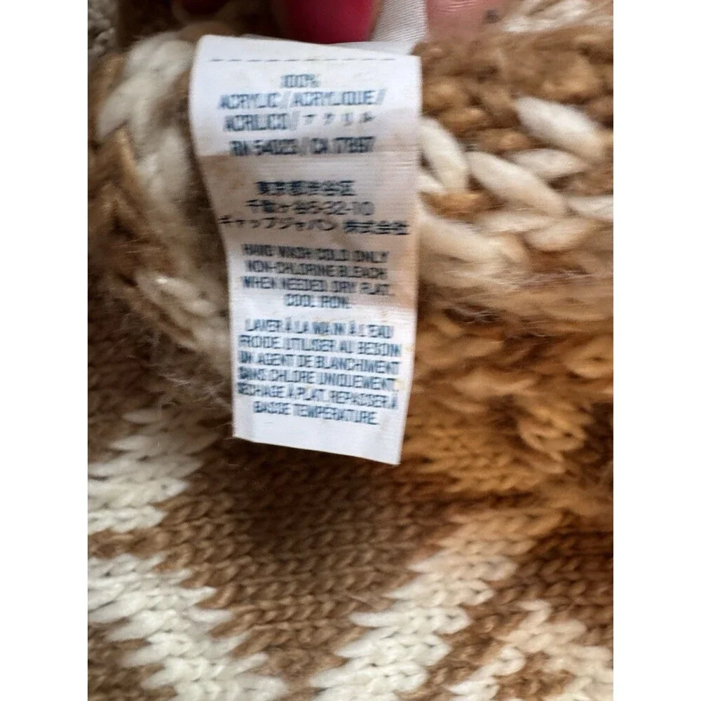 Old Navy Acrylic Knit Geometric Fringe Rectangle Scarf Brown/White One Size